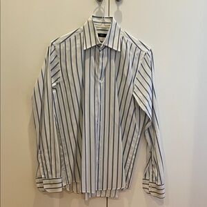 Hugo Boss Striped White and Blue Dress Shirt